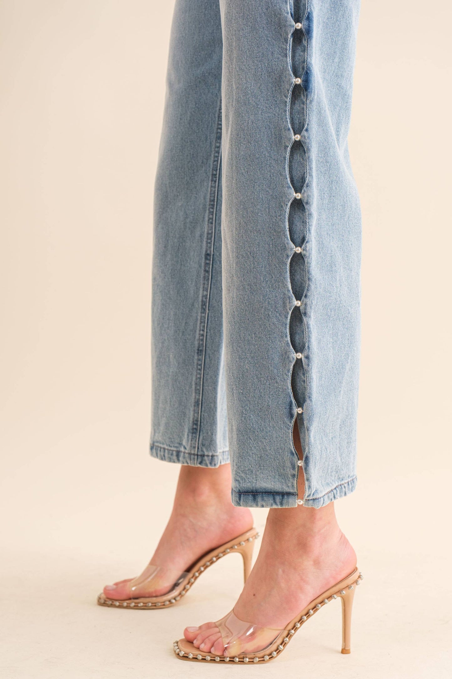 Pearl Detail Denim Jeans on