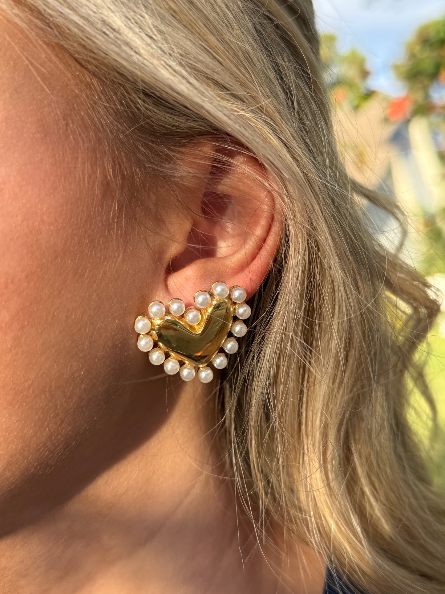 Pearl Heart Earrings
