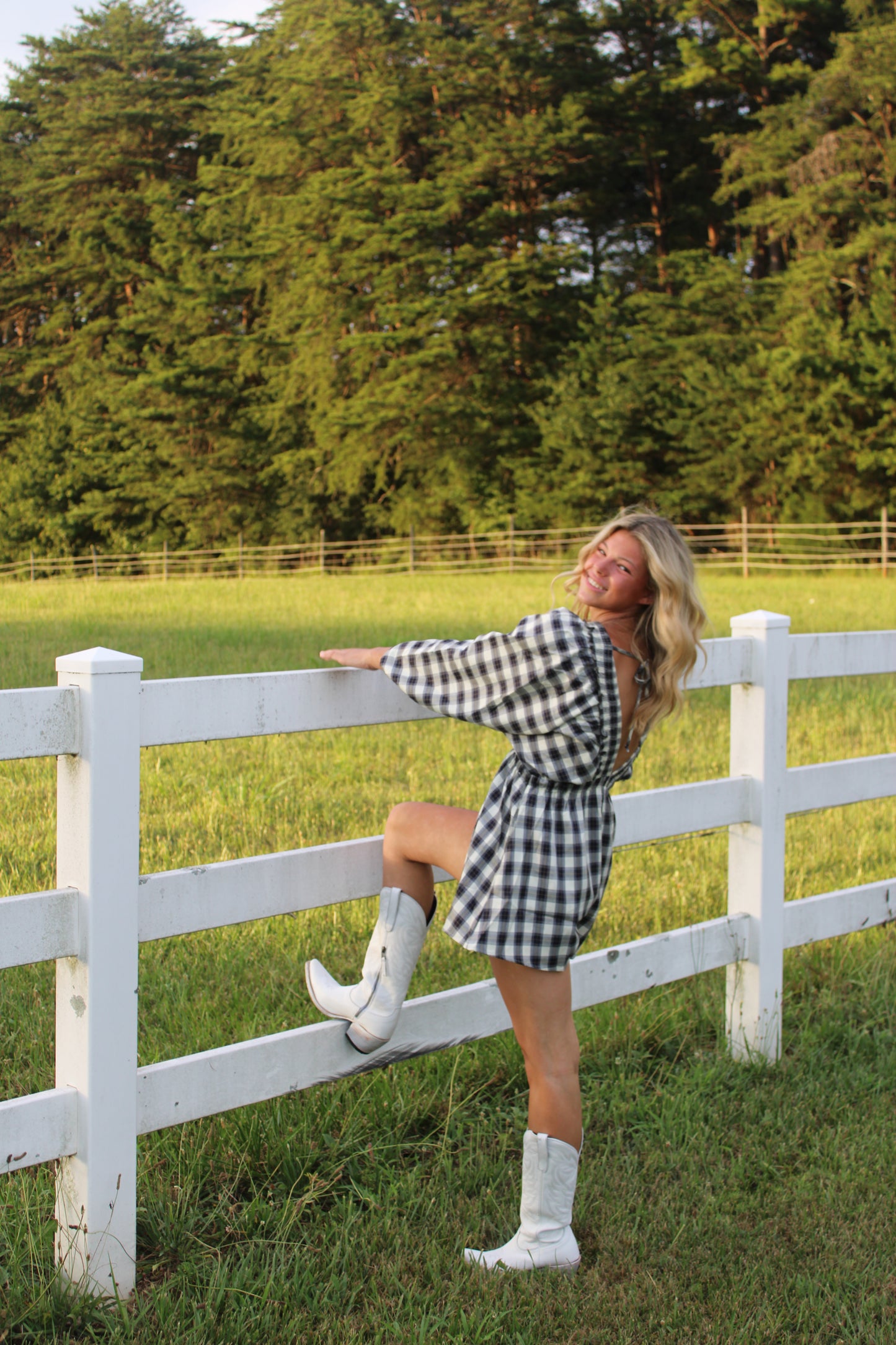 Wildflower Plaid Romper in Black