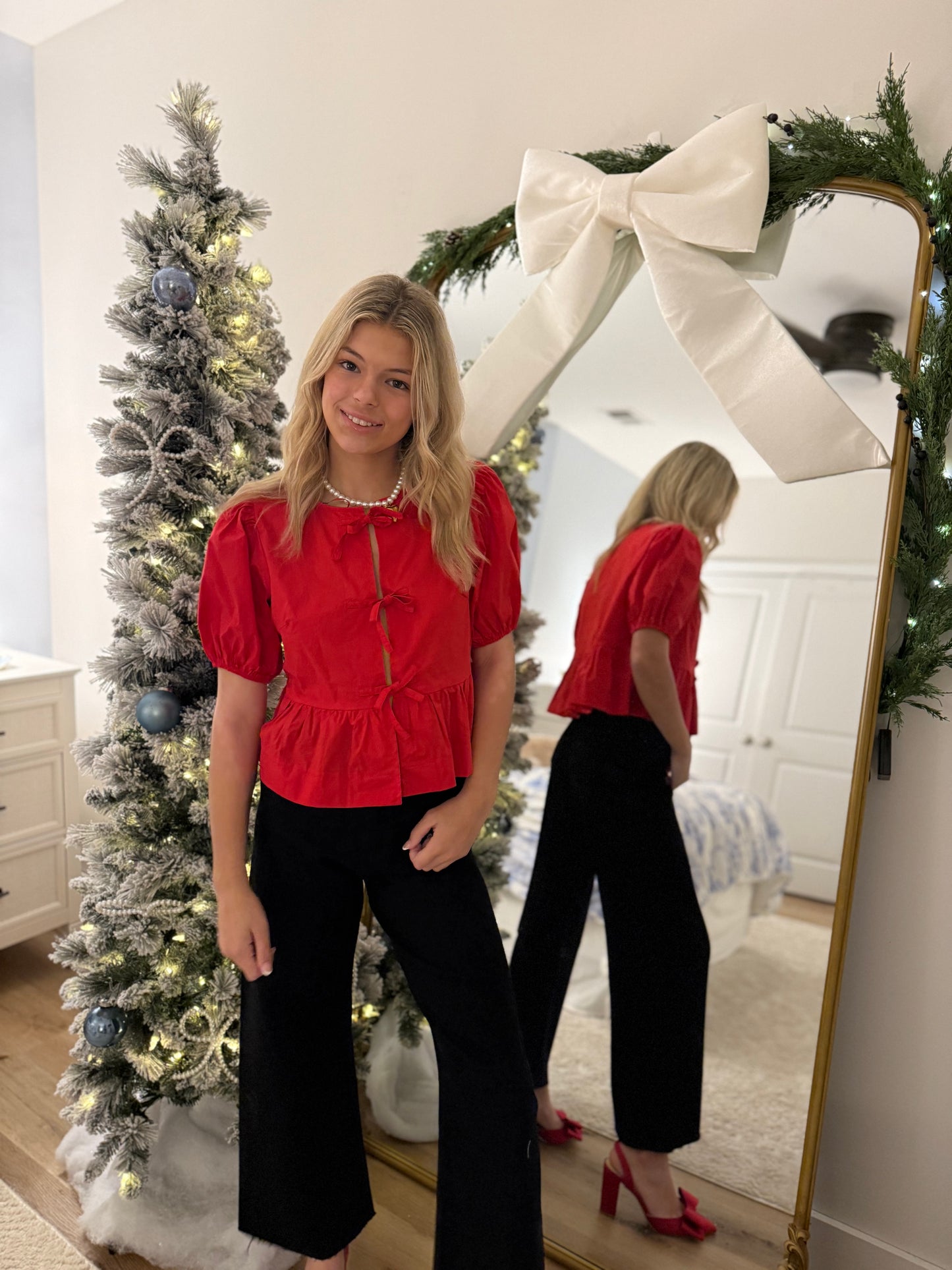 Peek-A-Bow Top in Red