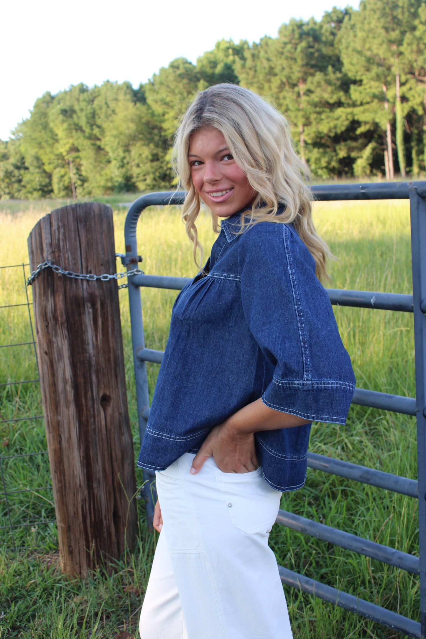 Blue Muse Denim Top