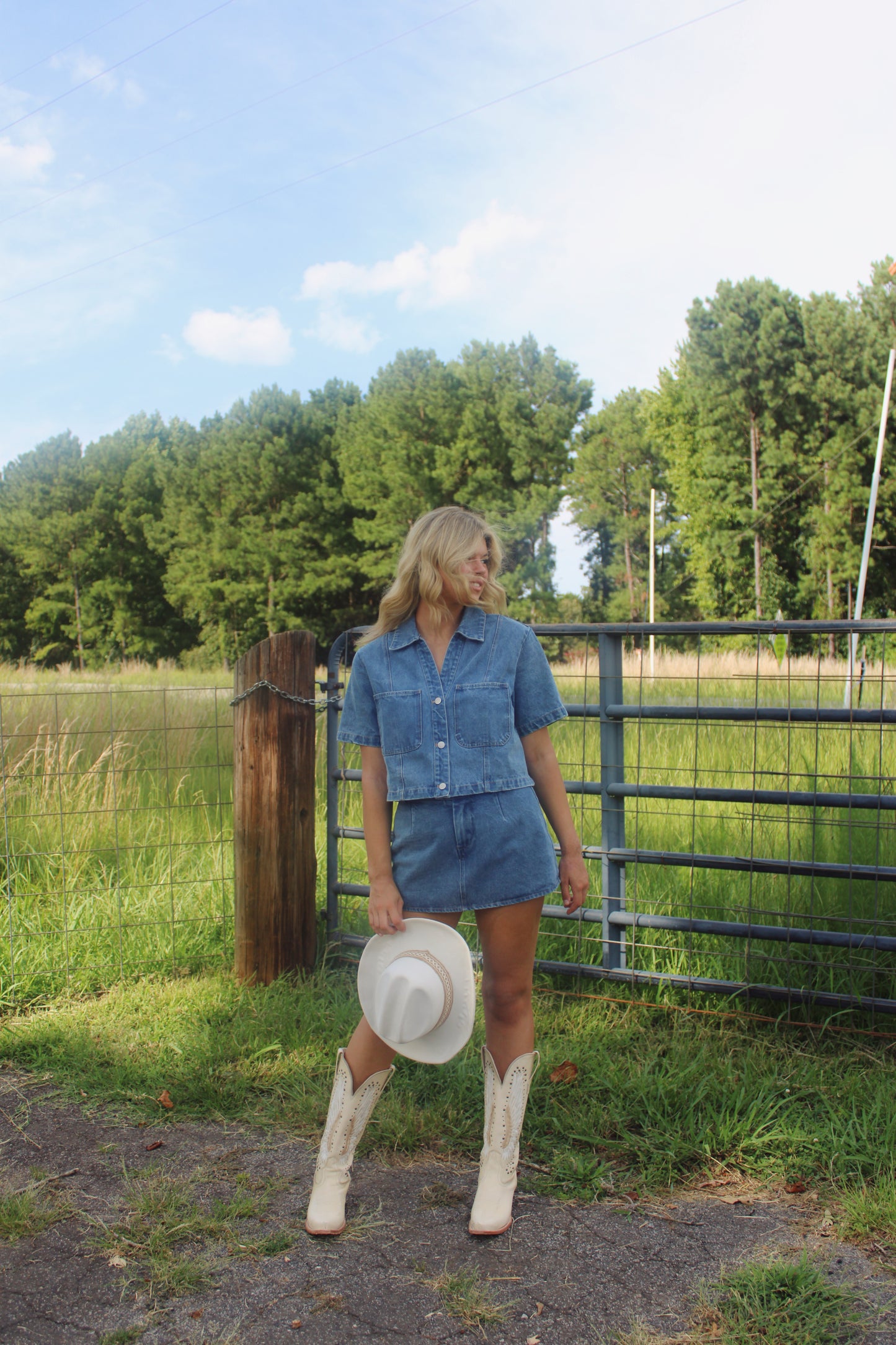 Tailgate in Texas Denim Set