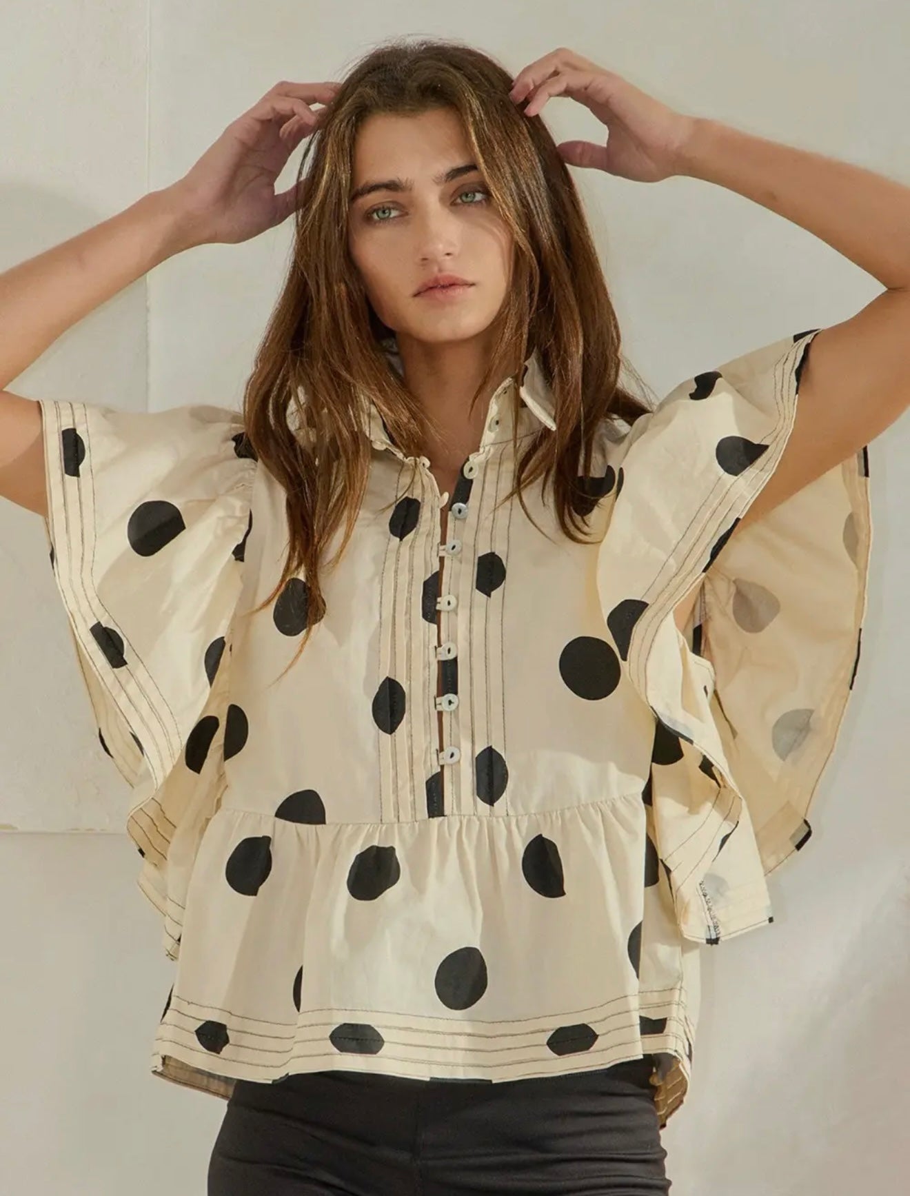Dotted Muse Ruffle Top