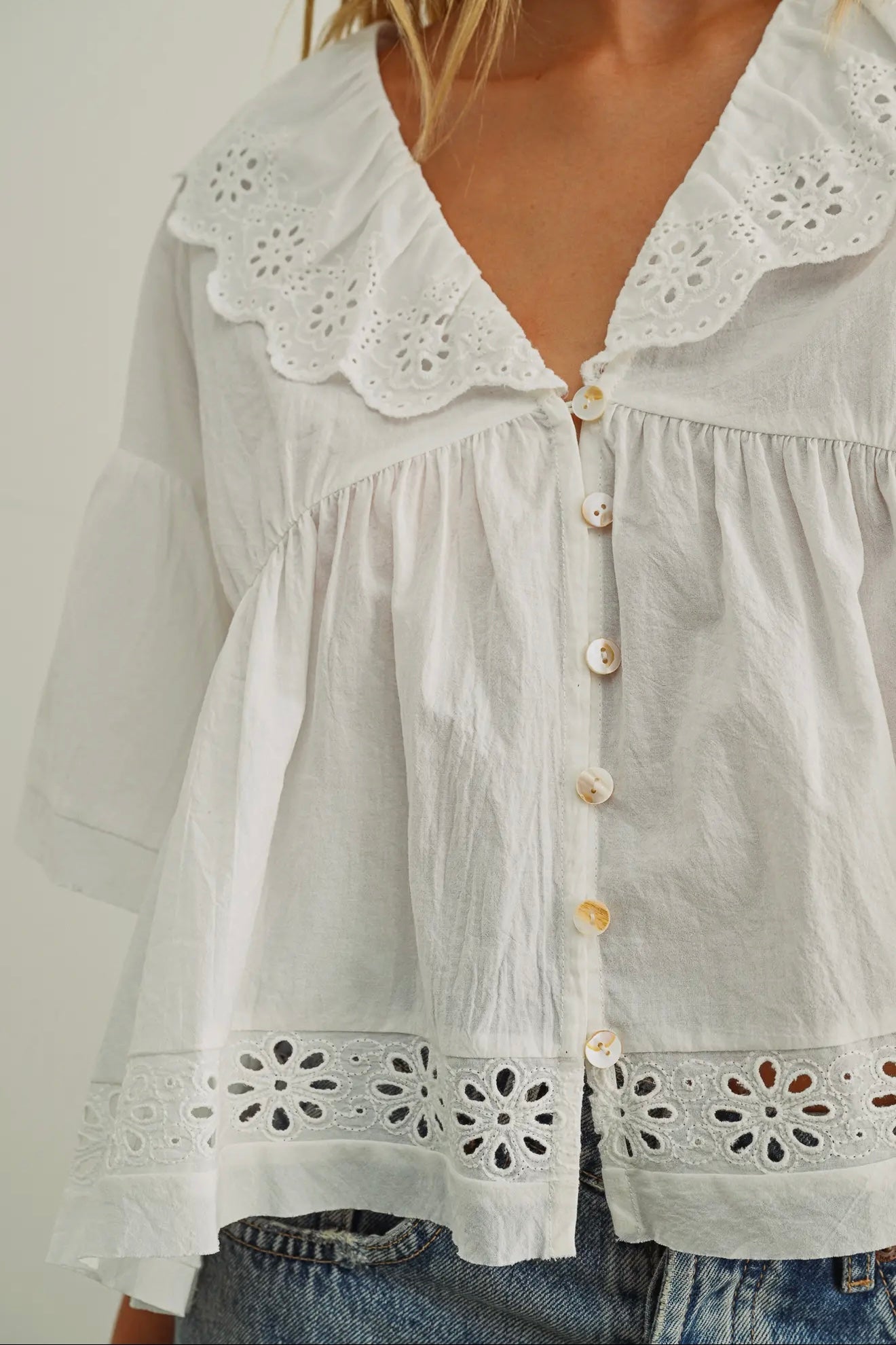 Eyelet Ruffled Blouse