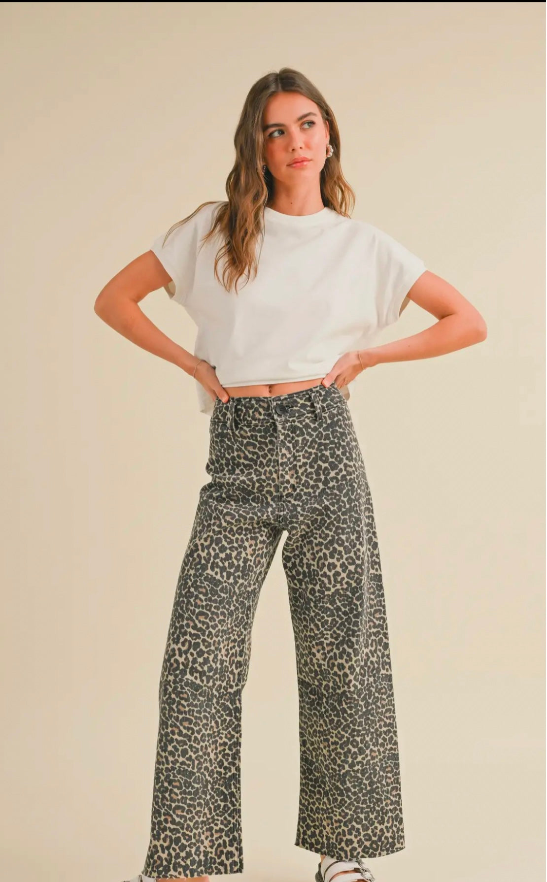 All Eyes On Me Wide Leg Leopard Jeans