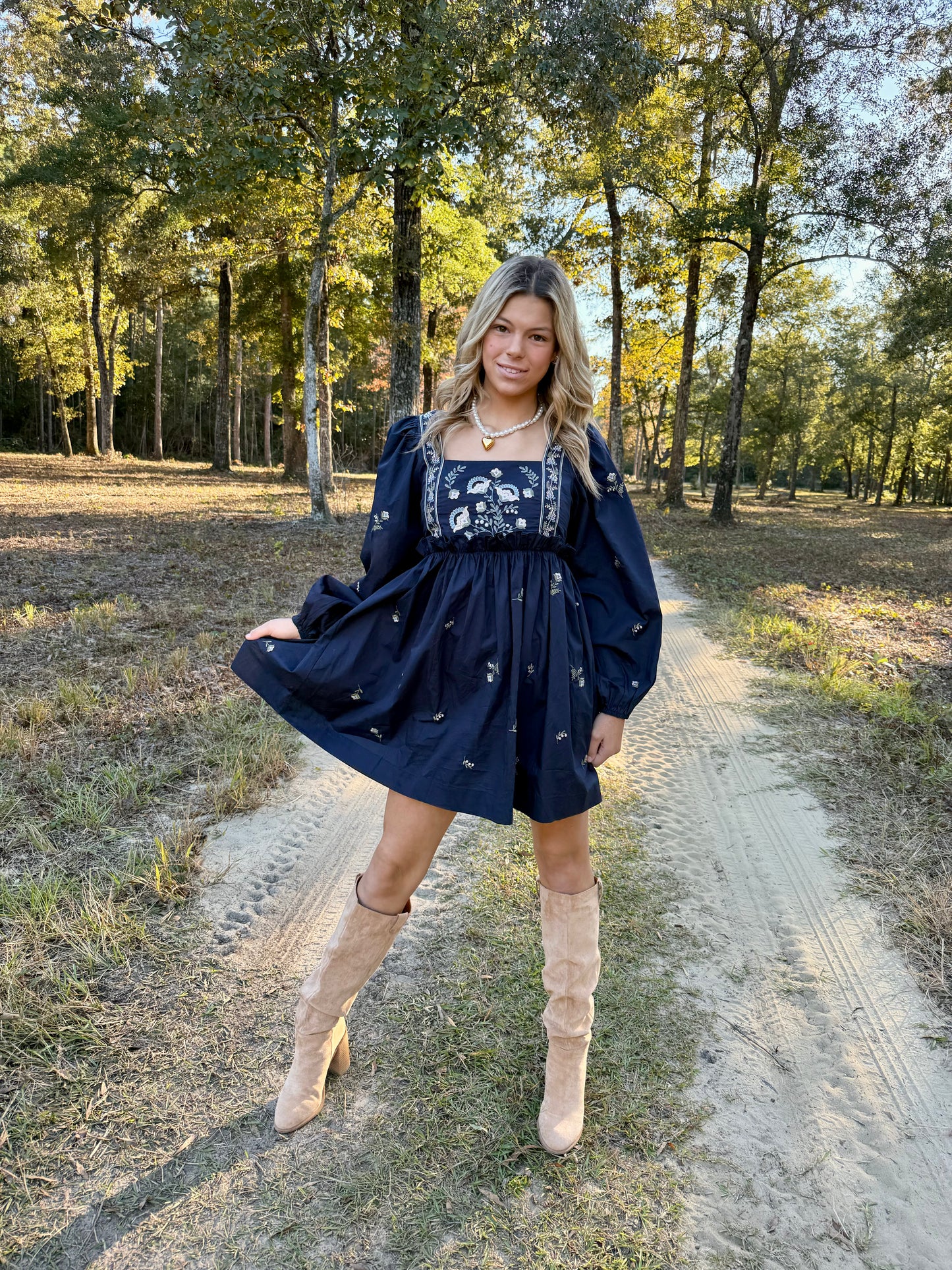 So Long October Embroidered Mini Dress