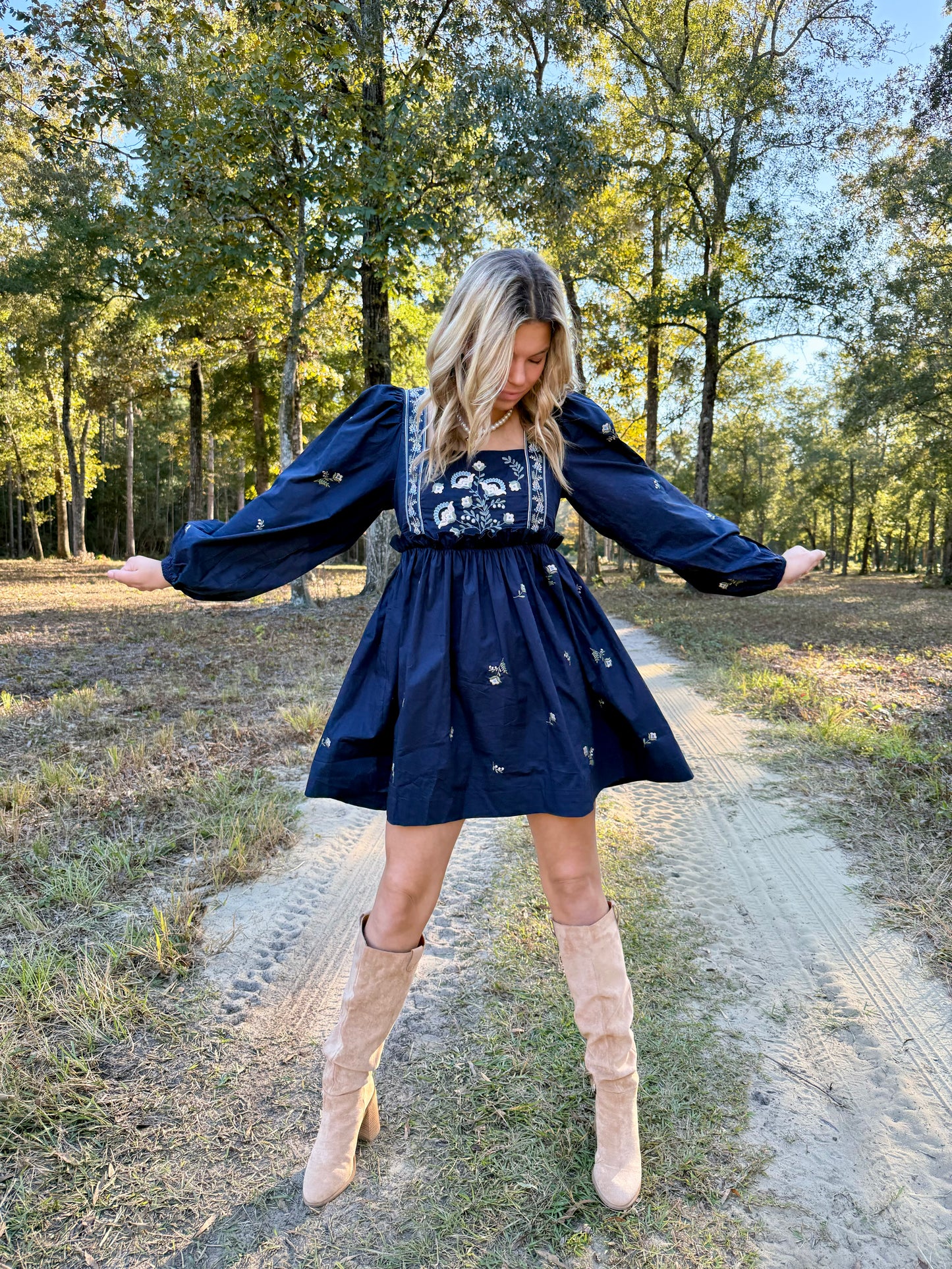 So Long October Embroidered Mini Dress
