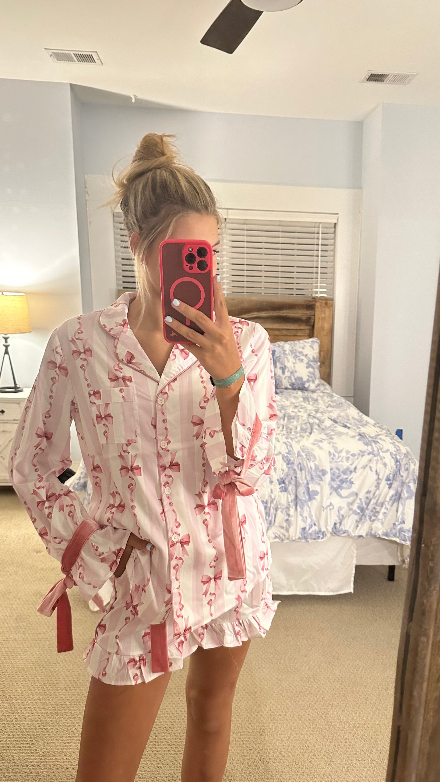 Never Enough Bows Satin Pajama Set