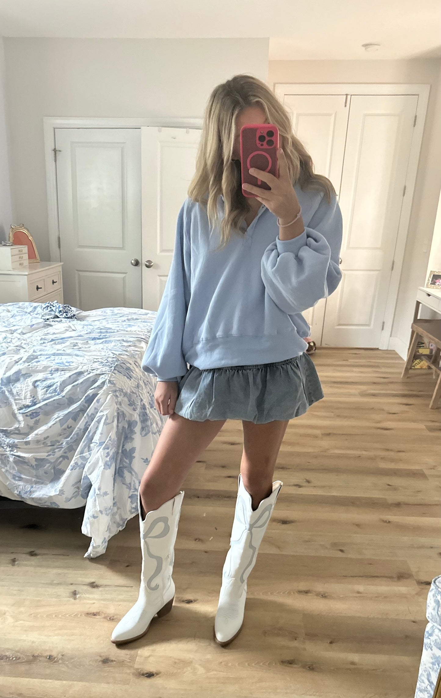 Piper Snap Sweatshirt in Sky Blue