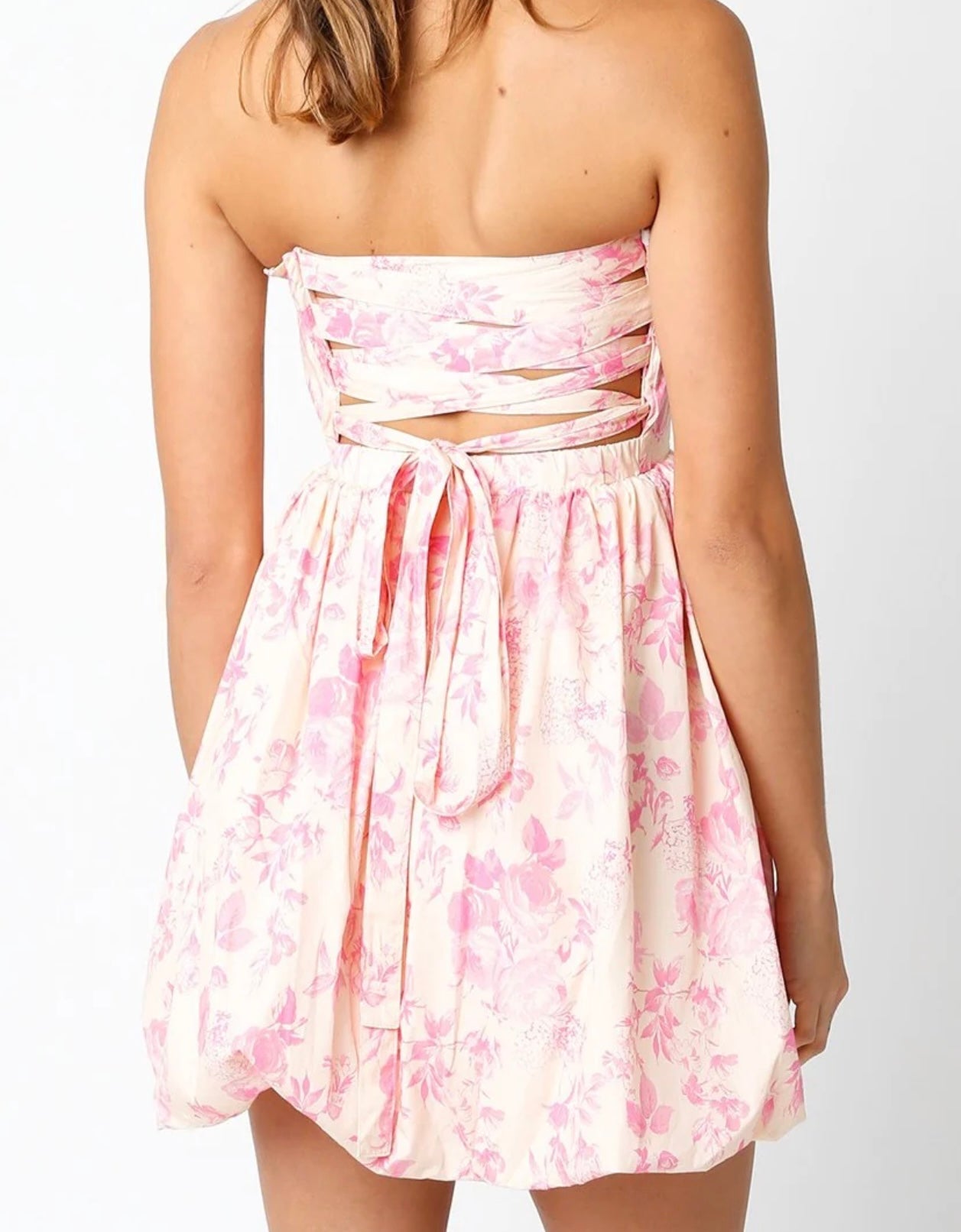 Pretty In pink Floral Strapless Mini Dress