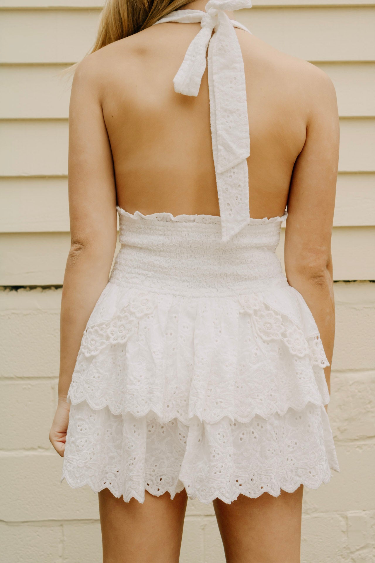 Arielle White Mini Halter Dress