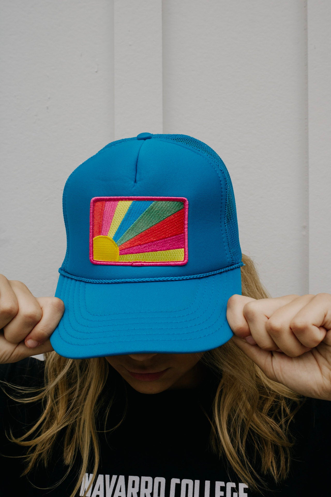 Sun Rays Trucker Hat-Blue