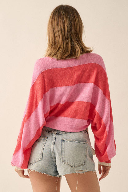 Strawberry Mimosa Striped Lightweight Sweater