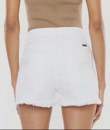 Kan Can White Distressed Denim Shorts