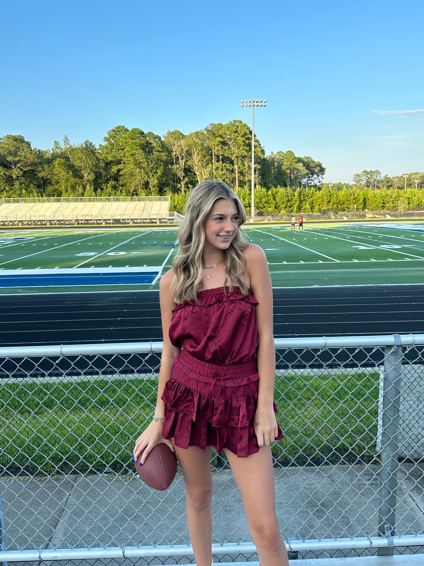 Feels Like a Win Romper-Garnet