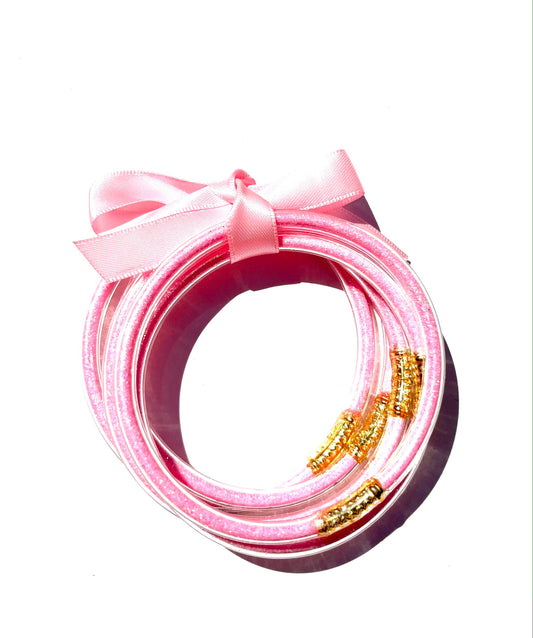 Pink Glitter Bangle Bracelets