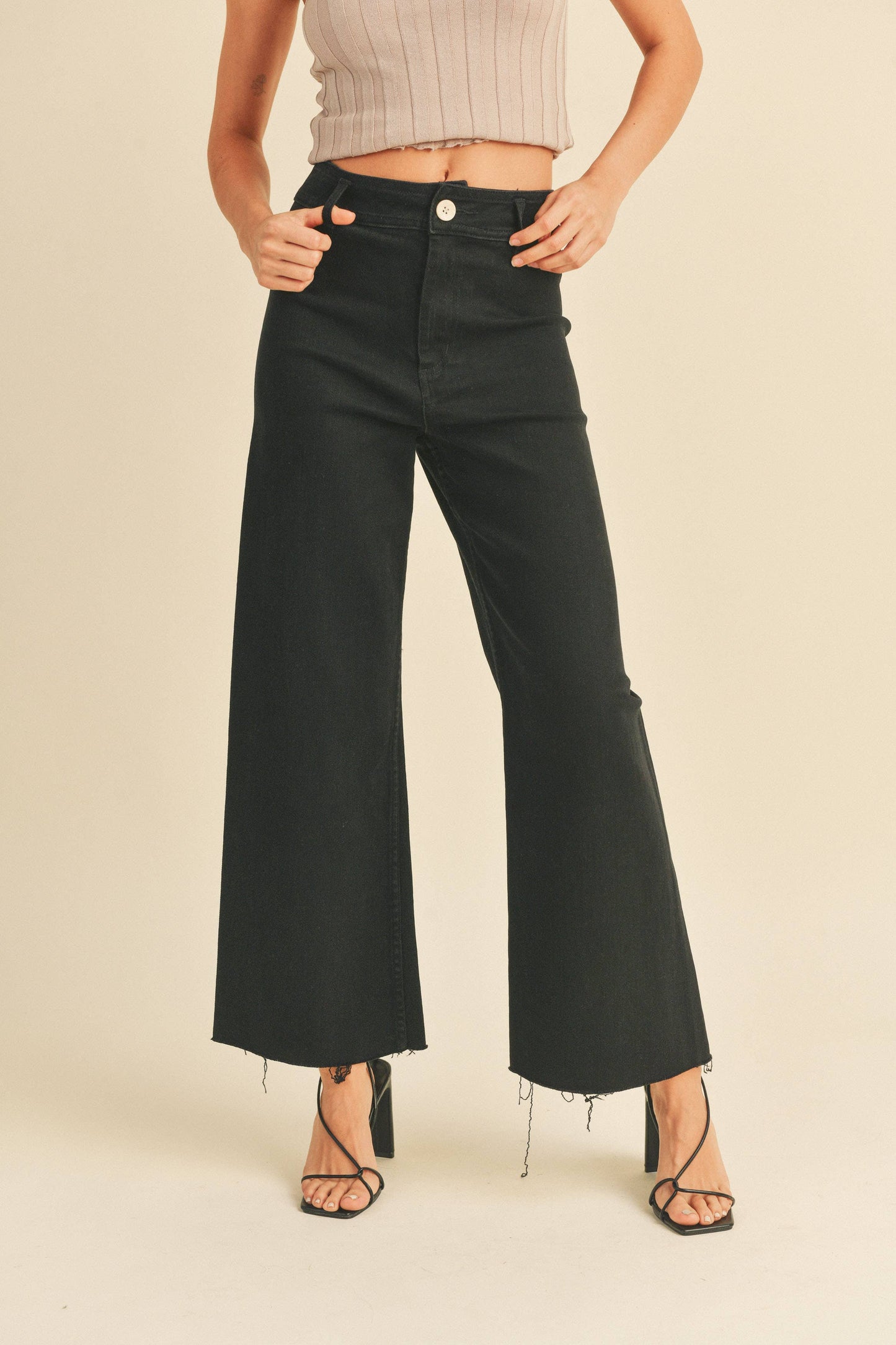All Eyes On Me Wide Leg Denim Pants Black