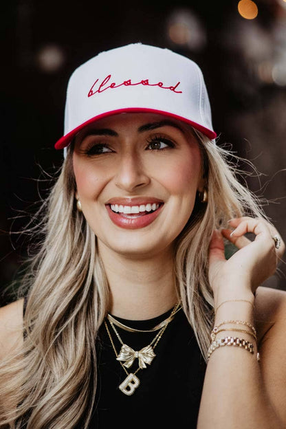 Blessed (Cursive) Wholesale Easter Two-Toned Vintage Hat: Pink and Tan