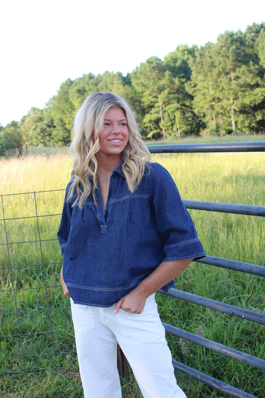 Blue Muse Denim Top