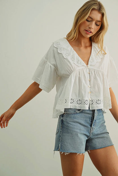 Eyelet Ruffled Blouse