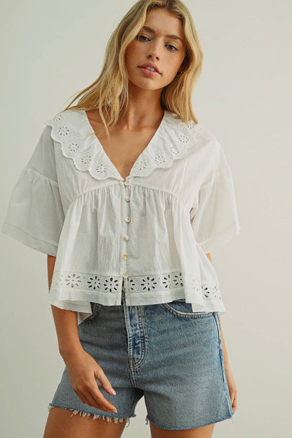 Eyelet Ruffled Blouse