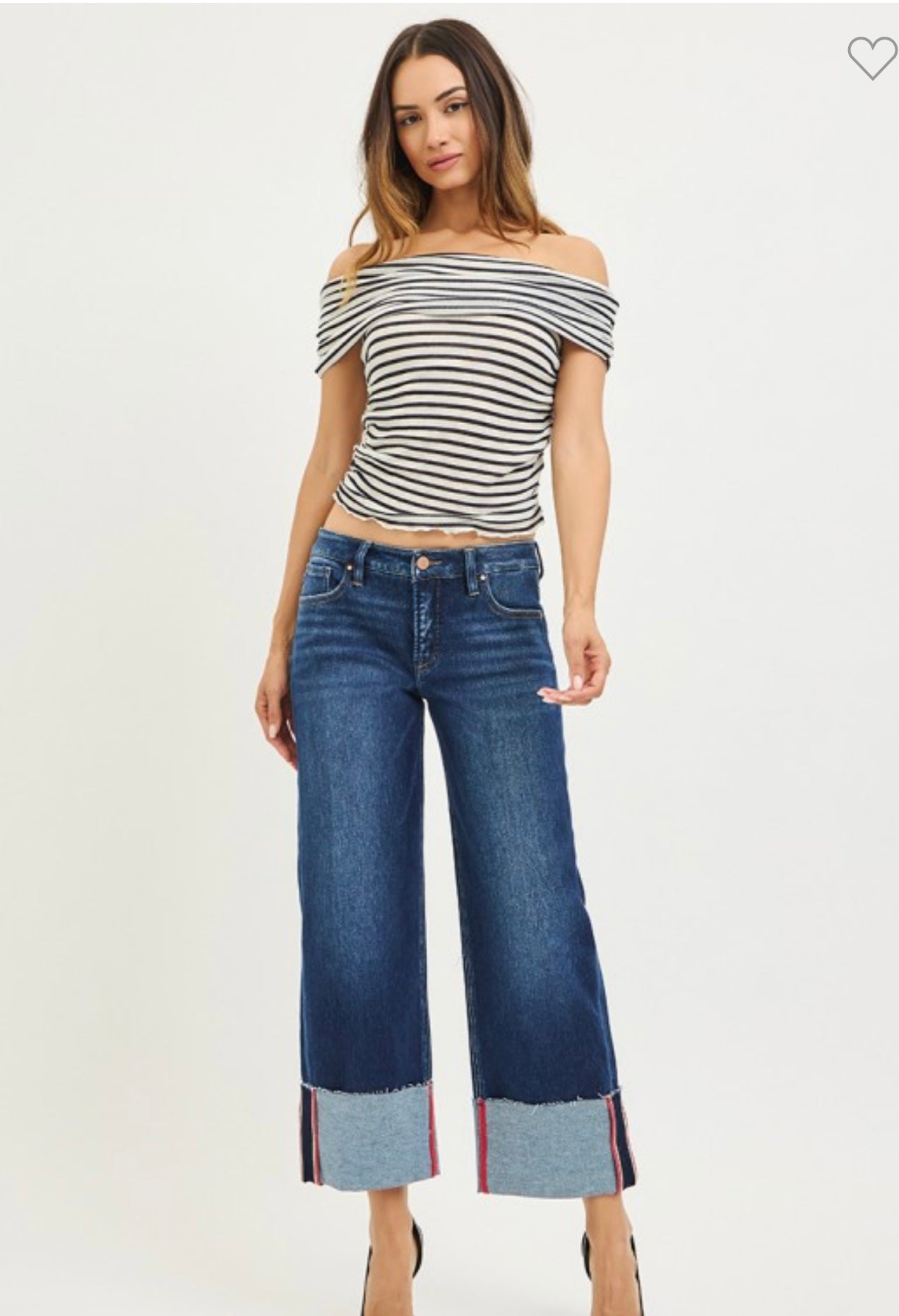 Cuffed Wide Leg Jeans