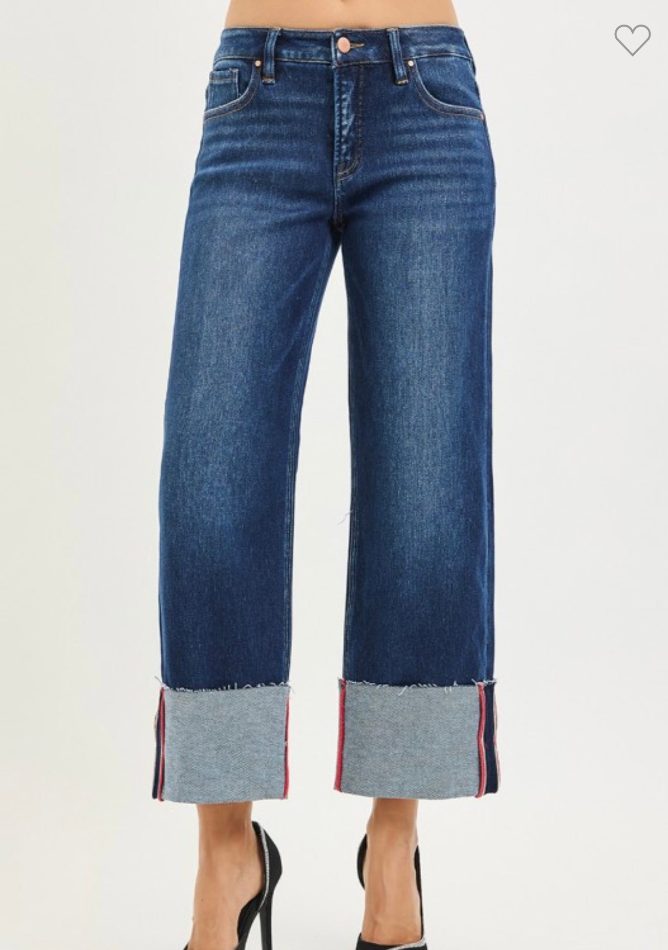 Cuffed Wide Leg Jeans