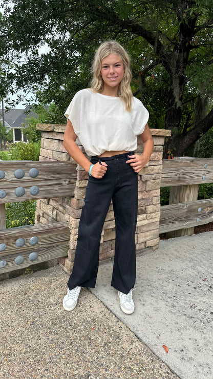 All Eyes On Me Wide Leg Denim Pants Black