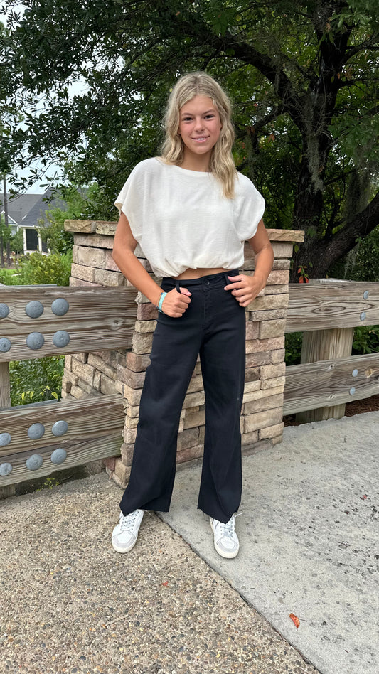 All Eyes On Me Wide Leg Denim Pants Black