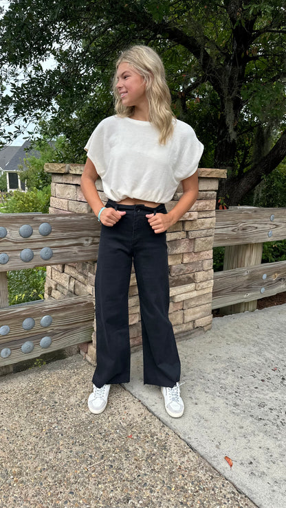 All Eyes On Me Wide Leg Denim Pants Black