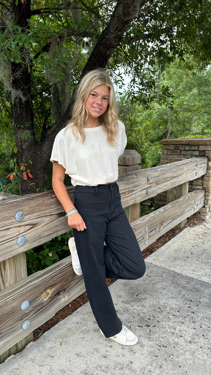 All Eyes On Me Wide Leg Denim Pants Black
