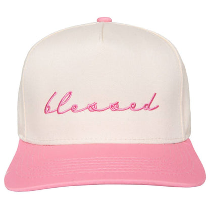 Blessed (Cursive) Wholesale Easter Two-Toned Vintage Hat: Pink and Tan